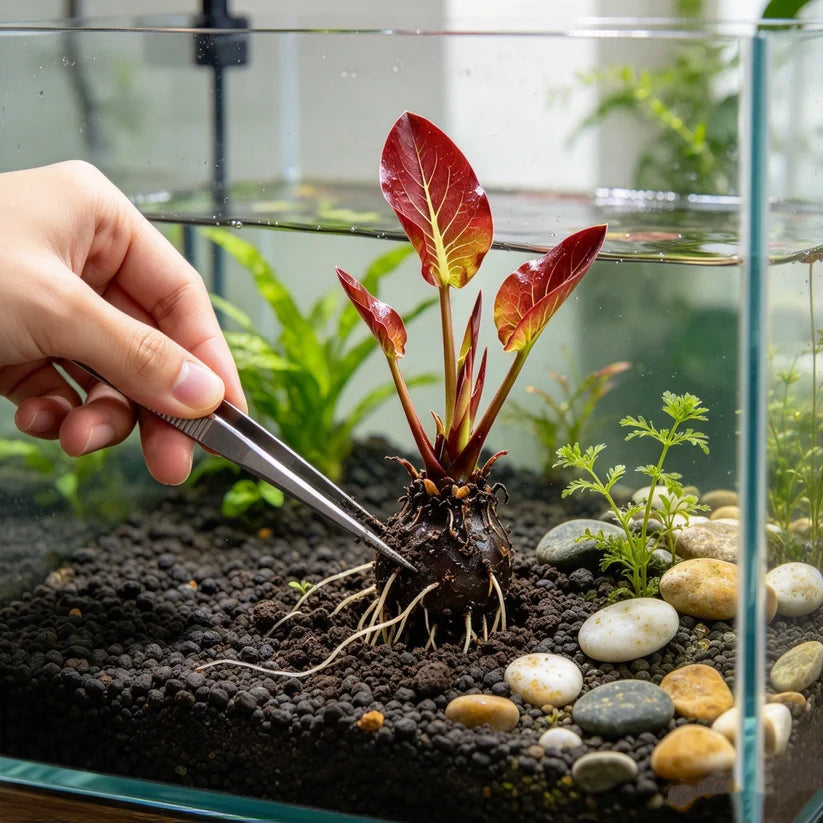 🐟 RED AQUARIUM LOTUS ROOTS BULBS🌿 TURN YOUR AQUARIUM INTO A LIVING GARDEN🌿✨ Buy 4 Get 4 Free Bulbs ✨
