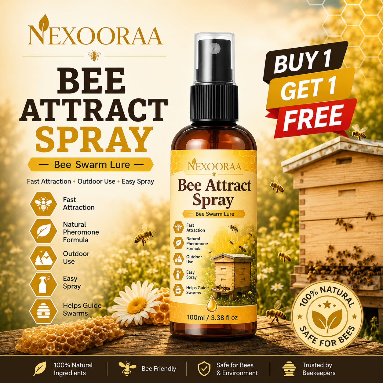 🐝Monsoon Limited-Time 50% OFF🐝Natural Outdoor Bee Attractant Spray🐝Buy 1 Get 1 Free🐝