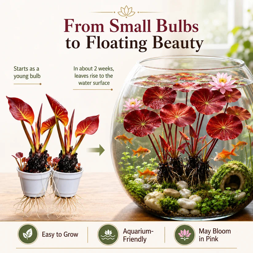 🐟 RED AQUARIUM LOTUS ROOTS BULBS🌿 TURN YOUR AQUARIUM INTO A LIVING GARDEN🌿✨ Buy 4 Get 4 Free Bulbs ✨