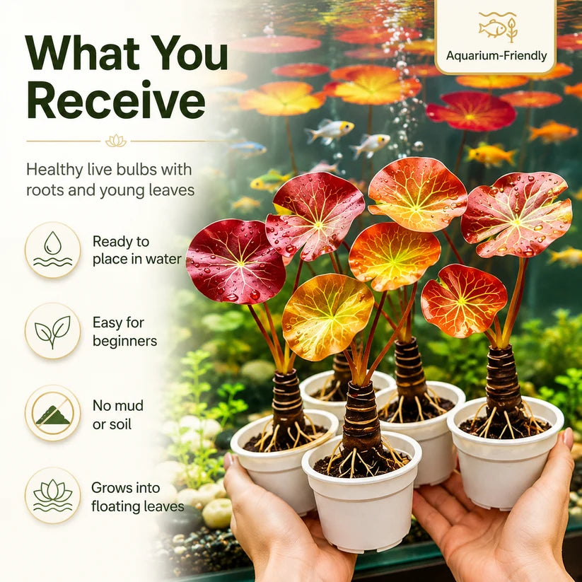 🐟 RED AQUARIUM LOTUS ROOTS BULBS🌿 TURN YOUR AQUARIUM INTO A LIVING GARDEN🌿✨ Buy 4 Get 4 Free Bulbs ✨