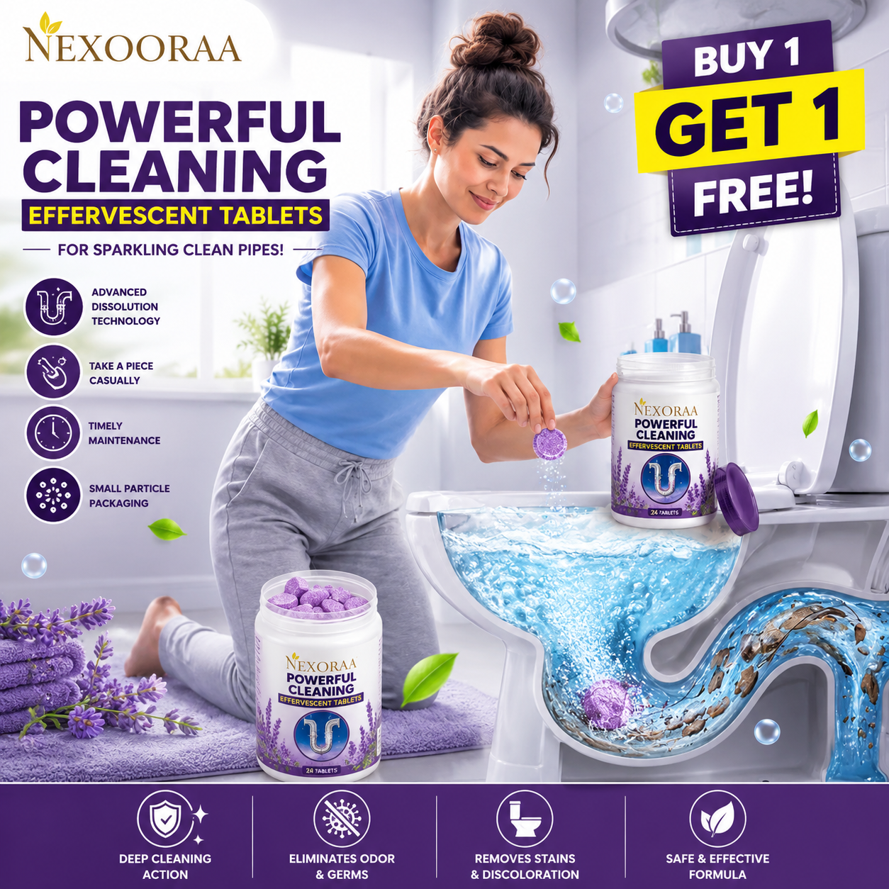 🔥HOT SALE 50% OFF ❤️Powerful Cleaning Effervescent Tablets for Pipe,Deodorizing Antibacterial Pipe Cleaner for Sink Toilet Floor Drain🔥Buy 1 Get 1 Free🔥