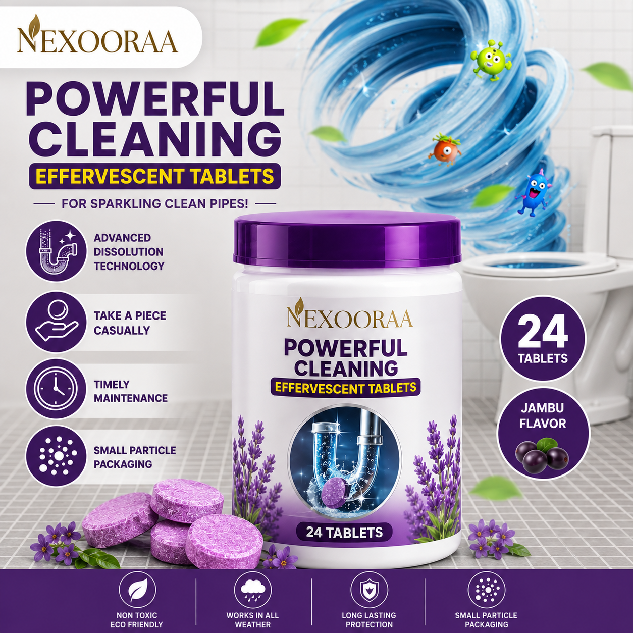 🔥HOT SALE 50% OFF ❤️Powerful Cleaning Effervescent Tablets for Pipe,Deodorizing Antibacterial Pipe Cleaner for Sink Toilet Floor Drain🔥Buy 1 Get 1 Free🔥