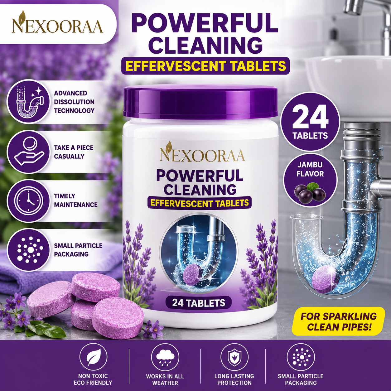 🔥HOT SALE 50% OFF ❤️Powerful Cleaning Effervescent Tablets for Pipe,Deodorizing Antibacterial Pipe Cleaner for Sink Toilet Floor Drain🔥Buy 1 Get 1 Free🔥