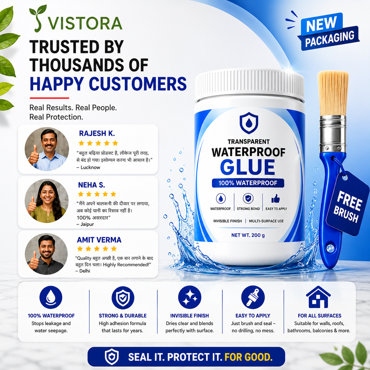🔥Powerful Transparent Waterproof Glue (Buy 1 Get 1 Free) + Free Brush 🔥