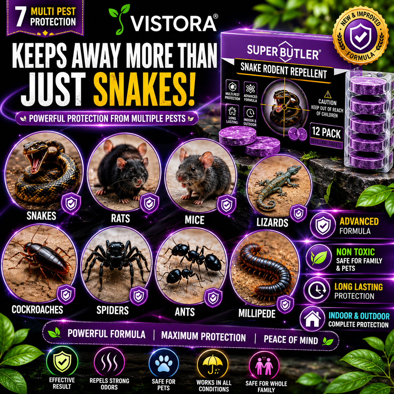 💥All-in-One Pest & Snake Protection Tablets | Instant Action Formula🔥Buy 1 Get 1 Free🔥1 Pack 24 Pcs