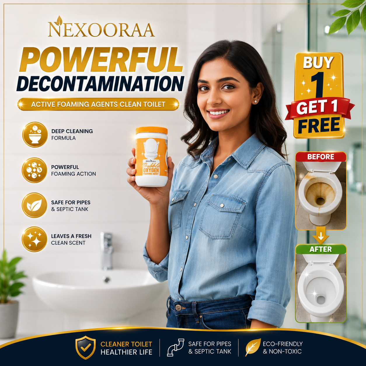 💧Buy 1 Get 1 free💧Bubble Oxygen foaming Agent | Powerful Toilet Cleaning — No Scrubbing, No Touching!