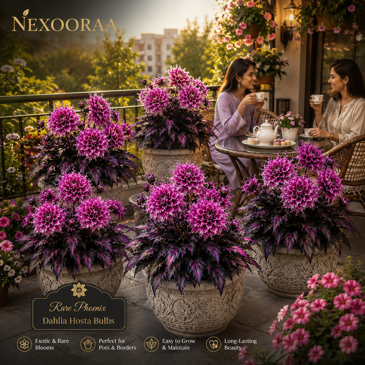🌺 Rare Phoenix Dahlia Hosta Bulbs – A Stunning Fusion of Flowers & Foliage 🌼Buy 6 Get 6 Free Bulbs🌼