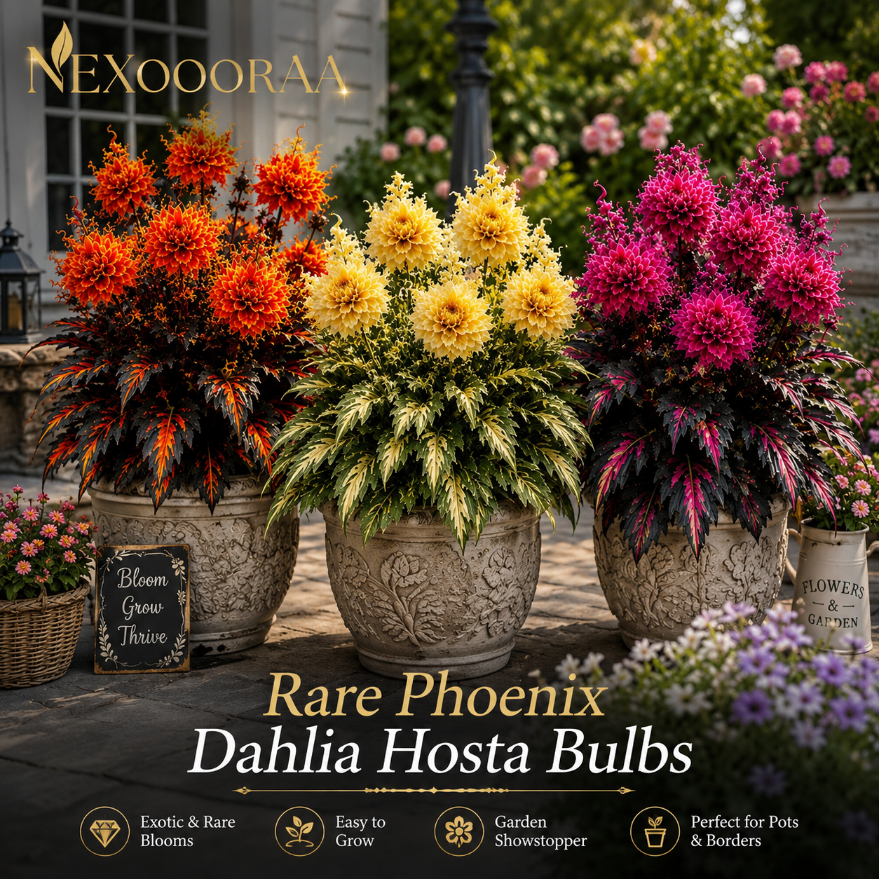 🌺 Rare Phoenix Dahlia Hosta Bulbs – A Stunning Fusion of Flowers & Foliage 🌼Buy 6 Get 6 Free Bulbs🌼