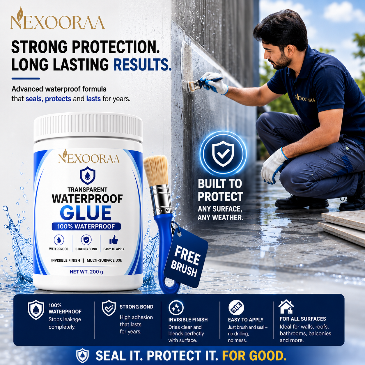 🔥Powerful Transparent Waterproof Glue (Buy 1 Get 1 Free) + Free Brush 🔥