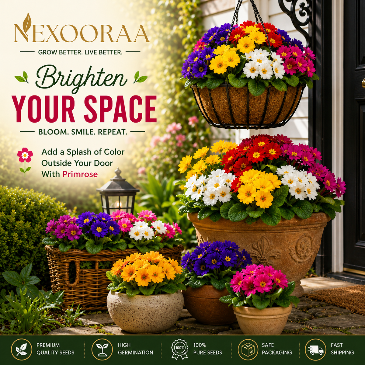 🌼Buy 1 Get 1 Free🌼 Premium Primrose Flower Seeds – Mixed Colors | FREE Gardening Gift Included 🎁