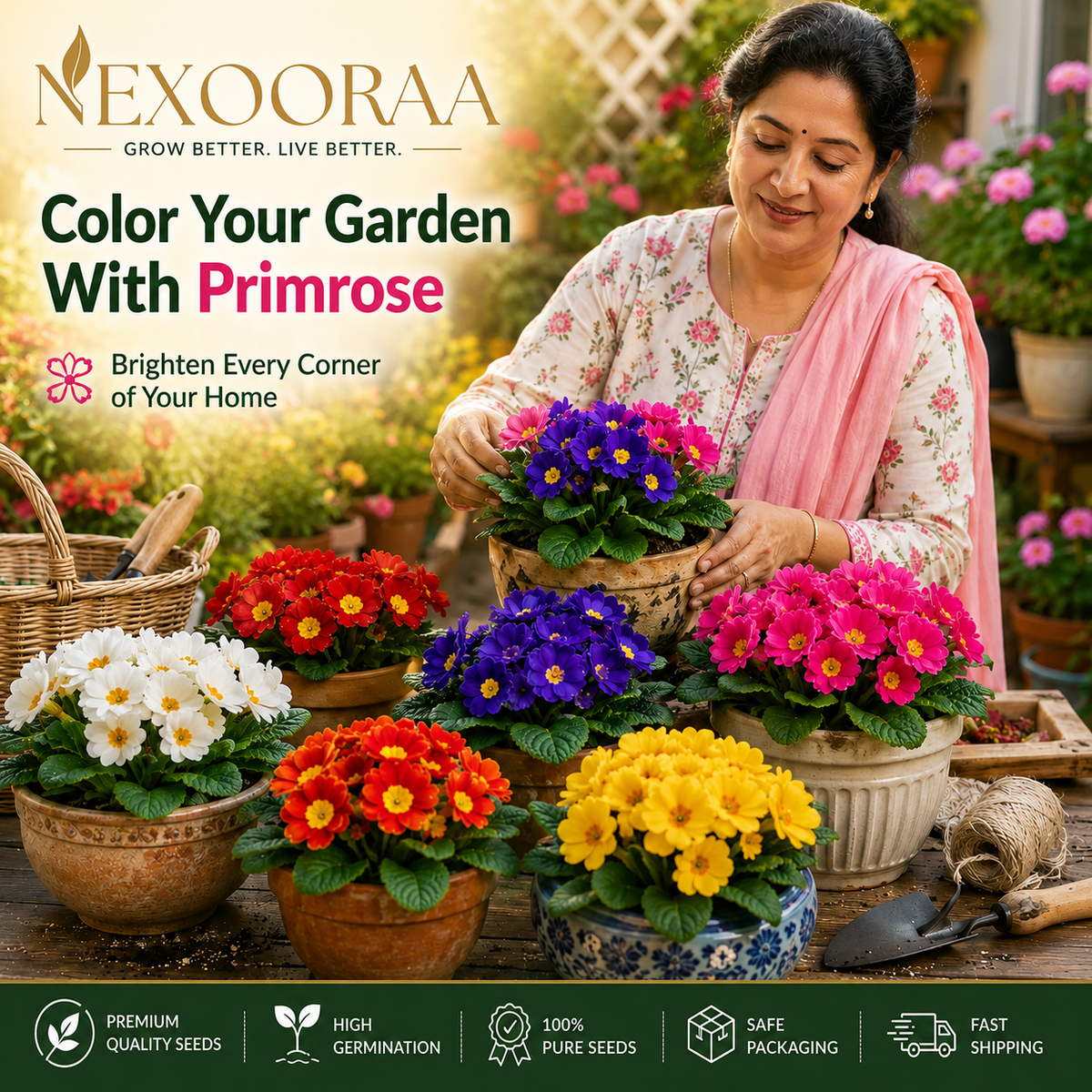🌼Buy 1 Get 1 Free🌼 Premium Primrose Flower Seeds – Mixed Colors | FREE Gardening Gift Included 🎁