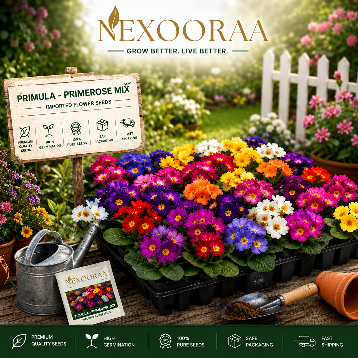 🌼Buy 1 Get 1 Free🌼 Premium Primrose Flower Seeds – Mixed Colors | FREE Gardening Gift Included 🎁